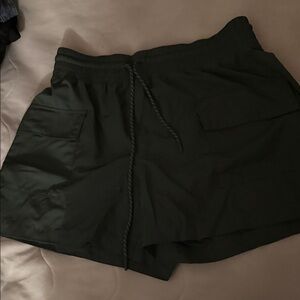 Dark Green Casual Shorts